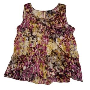 Daisy Fuentes Woman 1X Abstract Floral Peplum Sleeveless Top